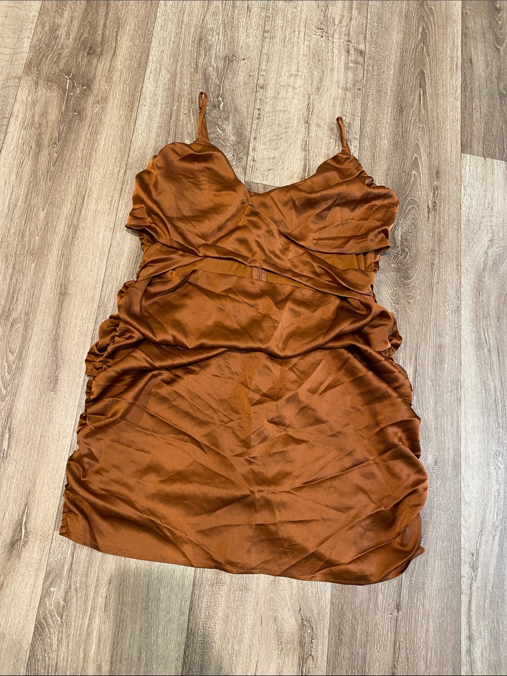 Rust Satin Strappy Cutout Slip Dress - Women Intimates & Sleepwear